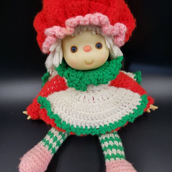 Crochet Doll 70s Retro Handmade Girl Christmas Gift Vtg Cottage Bedroom Decor - Picture 2 of 16